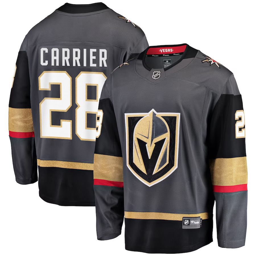 Men Vegas Golden Knights 28 William Carrier Gray Alternate Breakaway Player NHL Jersey